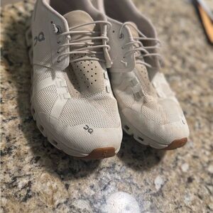 On Running Cream Athletic Shoes with Modern Design